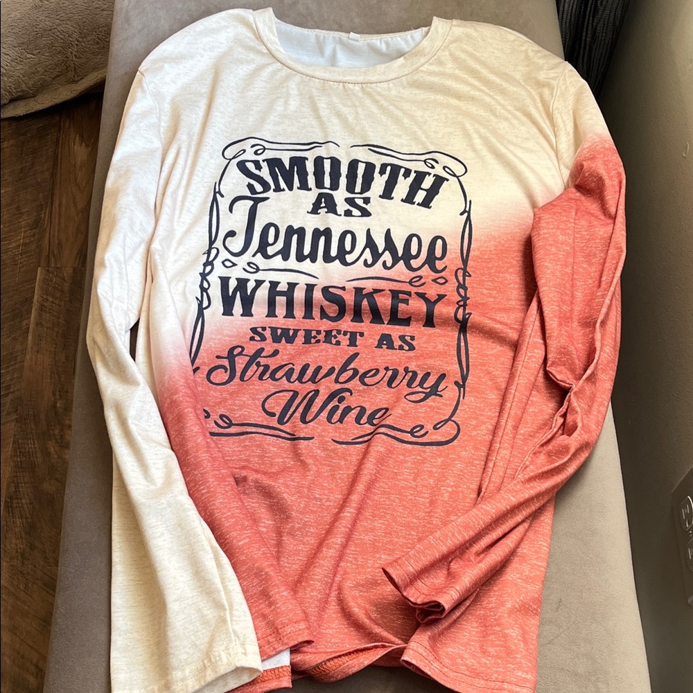 Amazon Essentials Smooth as Tennessee Whiskey Red and Cream Long Sleeve Tee - Picture 2 of 4